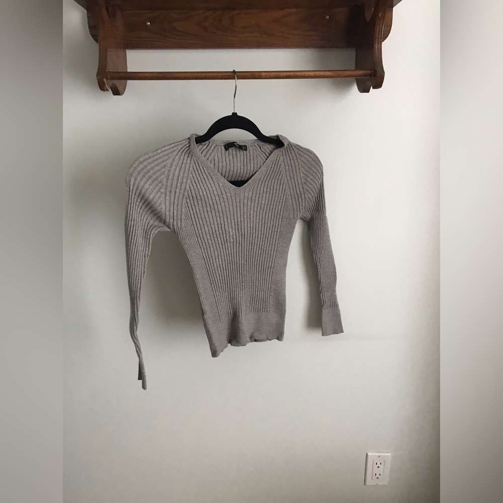 Mango Grey Long Sleeve Fitted Shirt S